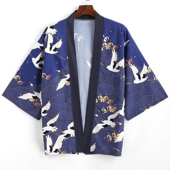 Zaful Other - Zaful Men's Kimono Cardigan Open Front, Lapis Blue, S-3XL